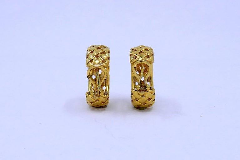 Tiffany & Co. Vannerie 18k Gold Woven Hoop Earrings - 4