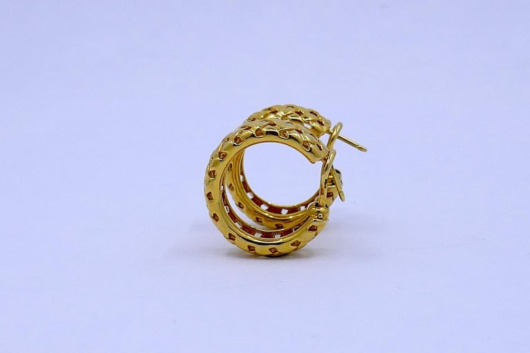 Tiffany & Co. Vannerie 18k Gold Woven Hoop Earrings - 5