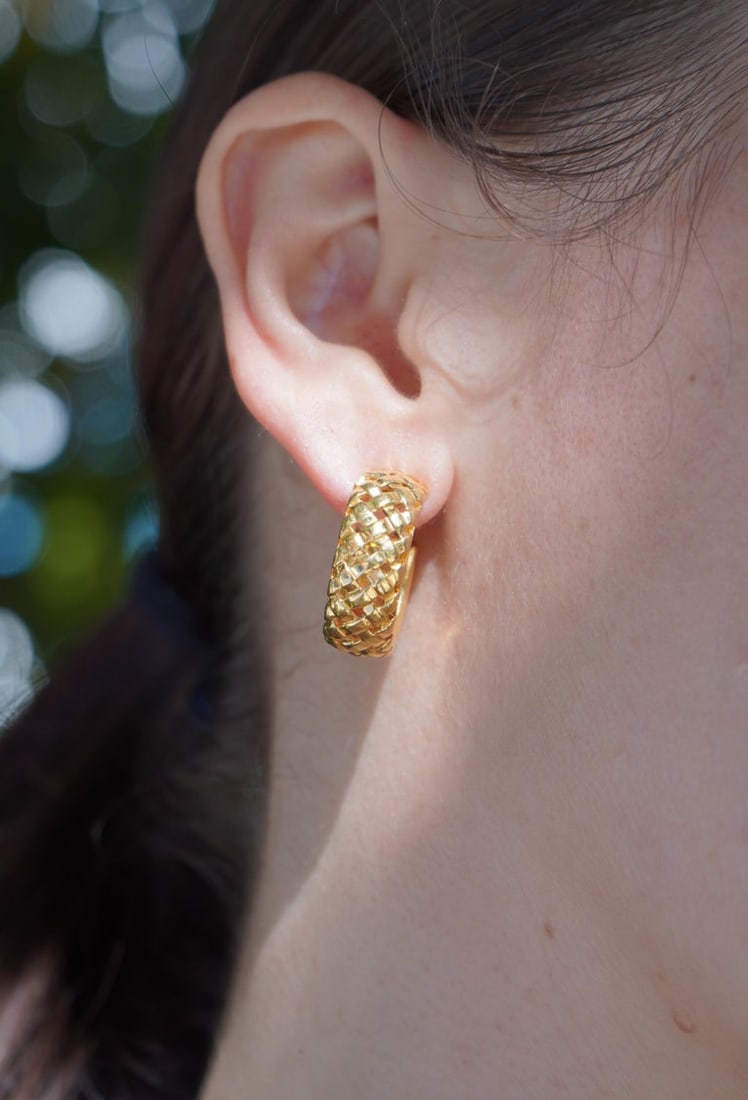Tiffany & Co. Vannerie 18k Gold Woven Hoop Earrings - 7