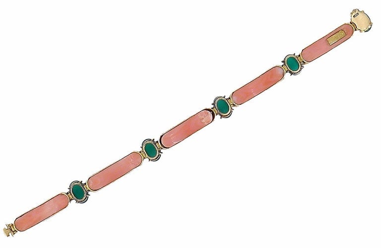 Vintage Van Cleef & Arpels Bracelet Gold Coral Gemstones French Estate Jewelry - 12