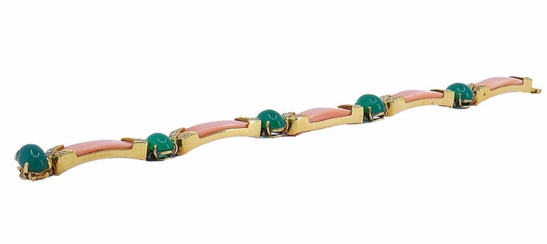Vintage Van Cleef & Arpels Bracelet Gold Coral Gemstones French Estate Jewelry - 9