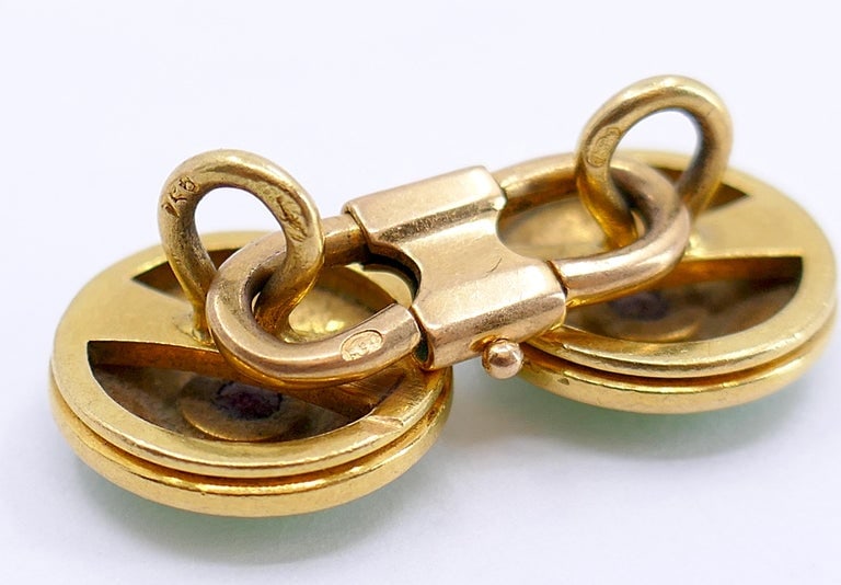 French Guilloche Enamel Ruby Cuff links - 6