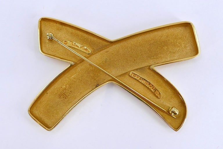 Tiffany & Co Love Kiss by Paloma Picasso 18K Gold Large X Brooch - 3
