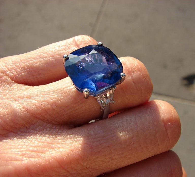 19.02 Carat Ceylon Natural No Heat Certified Sapphire Diamond Ring - 10