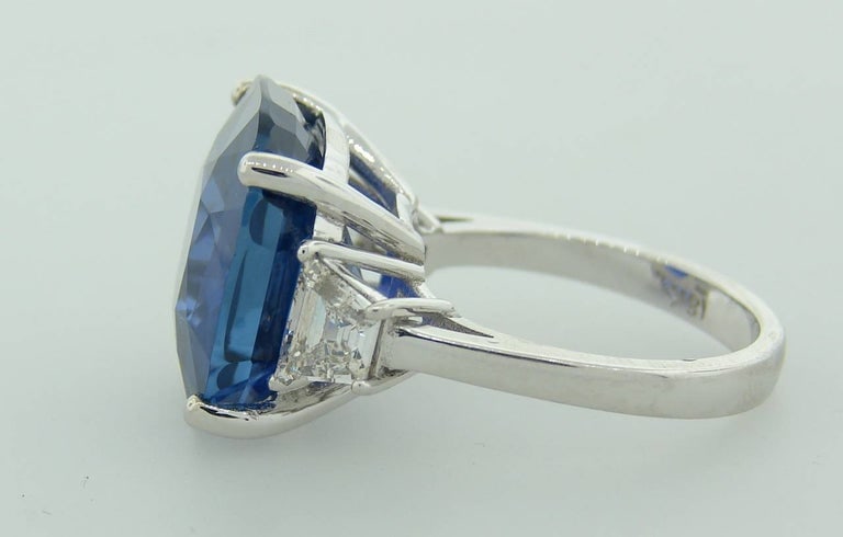 19.02 Carat Ceylon Natural No Heat Certified Sapphire Diamond Ring - 5