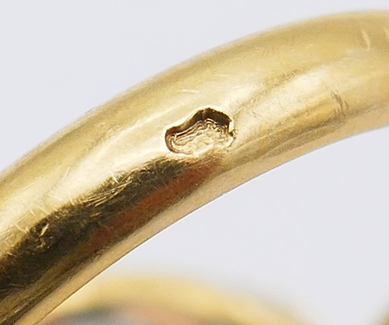 Vintage Ring 18k Gold Colombian Emerald GRS Report Diamond Cocktail French - 8