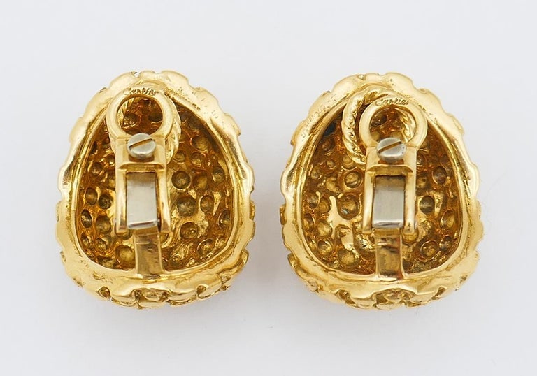 Vintage Cartier Earrings 18k Gold Clip-On Estate Jewelry - 8