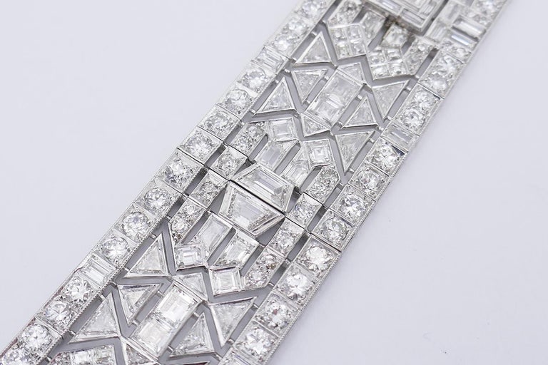 Wide Vintage Diamond Platinum Bracelet Art Deco Revival - 6