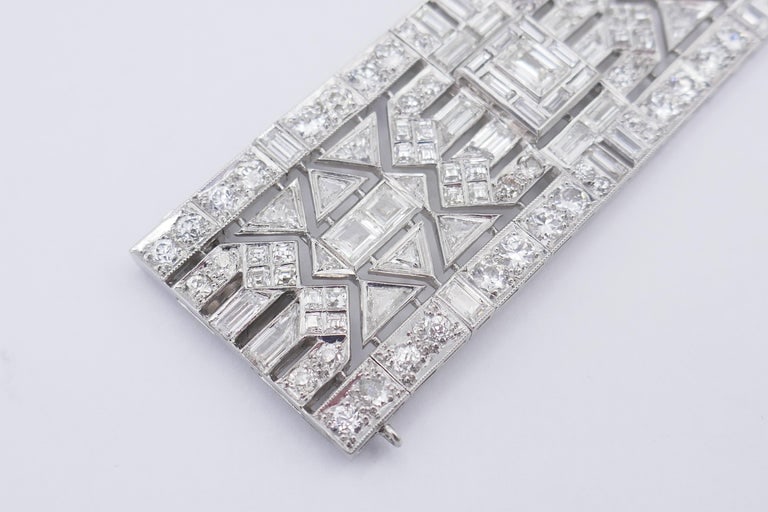 Wide Vintage Diamond Platinum Bracelet Art Deco Revival - 7