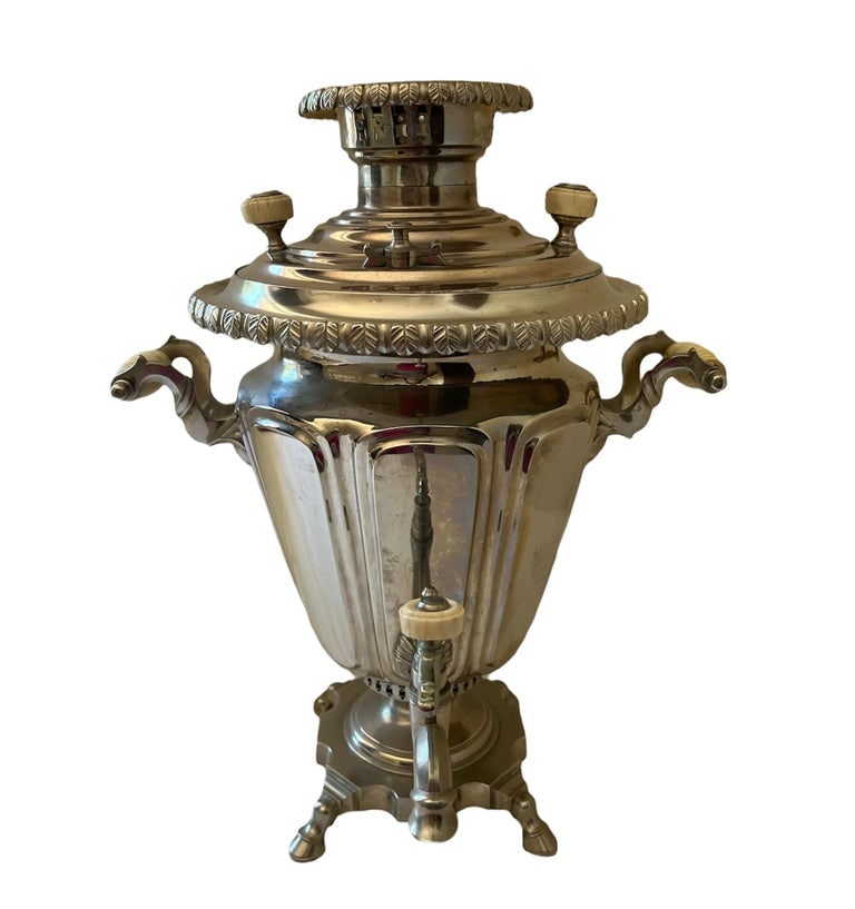 Russian Silver Plate Samovar with Tray Set - 2