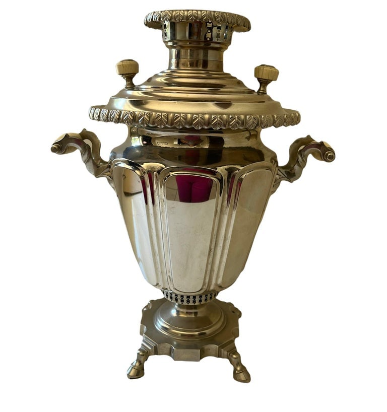 Russian Silver Plate Samovar with Tray Set - 5