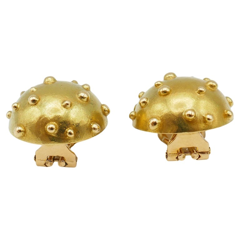 Tiffany & Co. Gold Earrings Dot Mushroom Design - 2