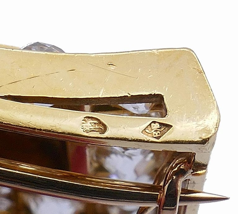 Rene Boivin 18k Gold Retro Double Clip Pin Brooch Vintage Jewelry - 4
