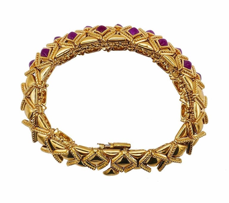 Sabbadini Vintage Bracelet 18k Gold Ruby Jewelry, Italy - 4