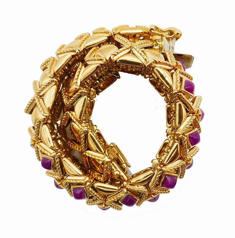 Sabbadini Vintage Bracelet 18k Gold Ruby Jewelry, Italy - 7
