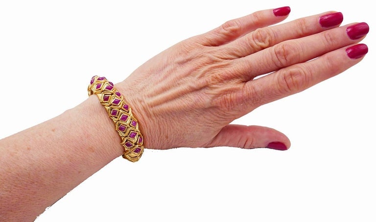 Sabbadini Vintage Bracelet 18k Gold Ruby Jewelry, Italy - 8