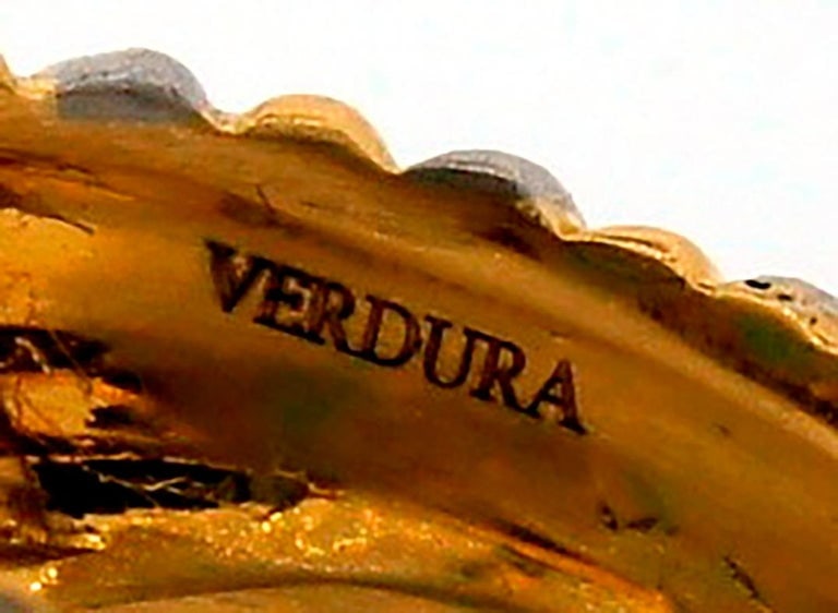 Vintage Verdura 18k Gold Jade Diamond Ring - 4