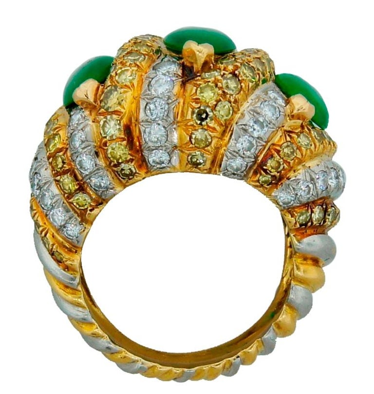 Vintage Verdura 18k Gold Jade Diamond Ring - 6