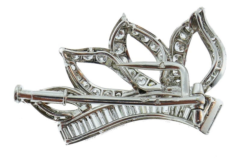 Vintage Cartier Monture Platinum Diamond Brooch Pin Clip - 6