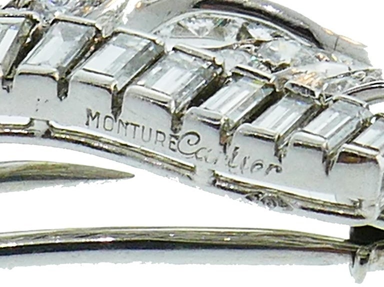 Vintage Cartier Monture Platinum Diamond Brooch Pin Clip - 7