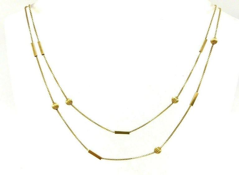 Vintage 18k Yellow Gold Ball Box Chain Necklace - 3