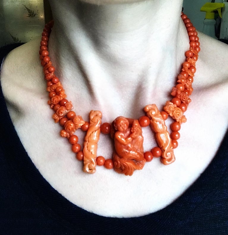 Antique Carved Coral Necklace - 3