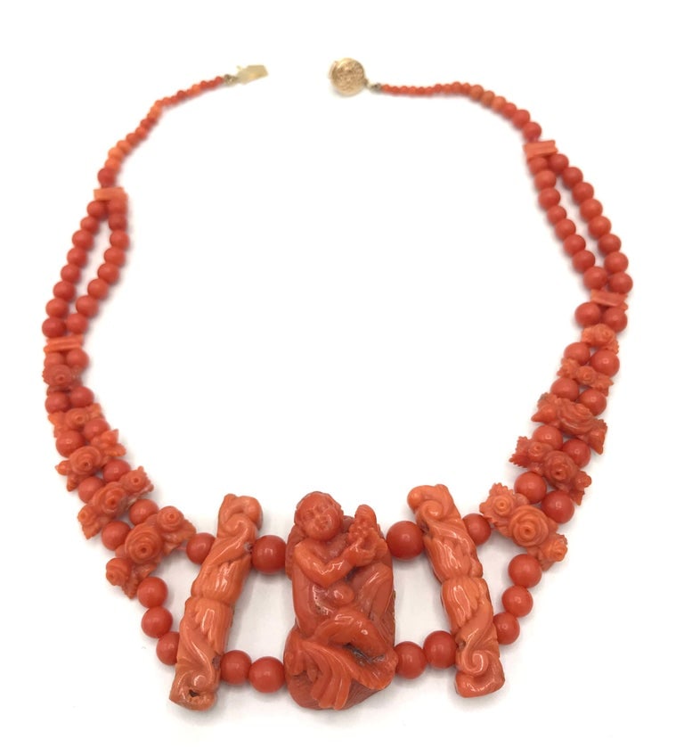 Antique Carved Coral Necklace - 4