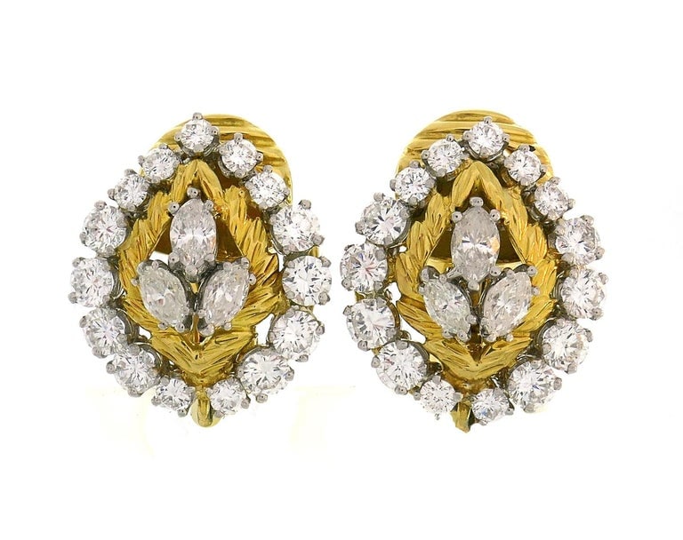 Vintage David Webb Earrings Emerald Diamond 18k Gold Day and Night Cross River - 4