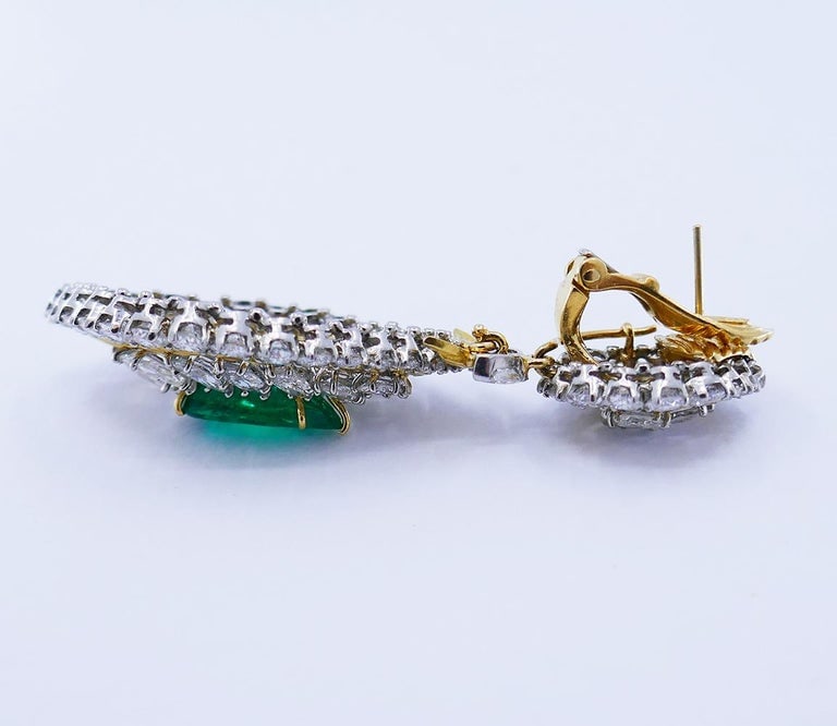 Vintage David Webb Earrings Emerald Diamond 18k Gold Day and Night Cross River - 9