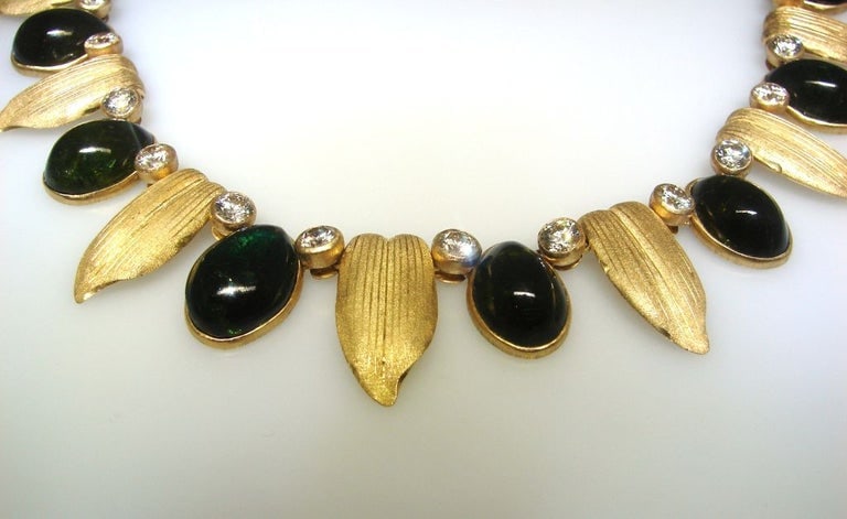 Buccellati Vintage 18k Gold Necklace Earrings Set Diamond Tourmaline - 4