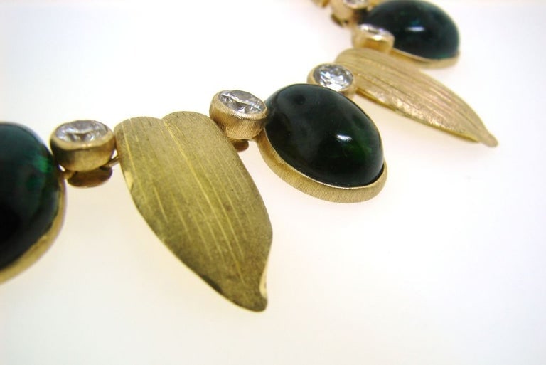 Buccellati Vintage 18k Gold Necklace Earrings Set Diamond Tourmaline - 5