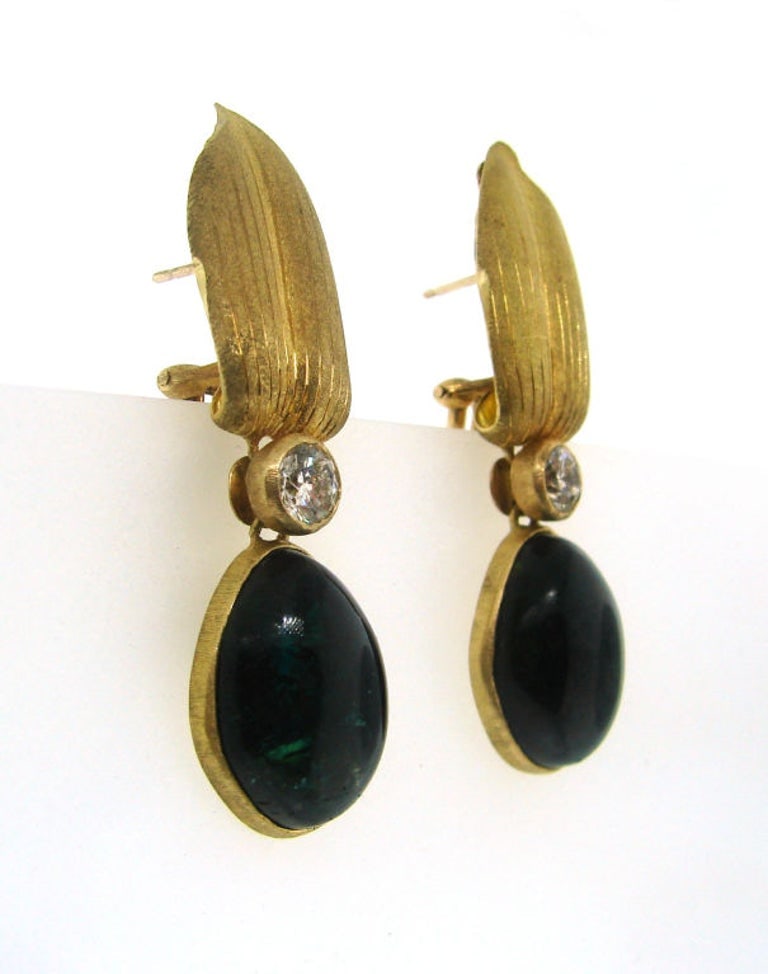 Buccellati Vintage 18k Gold Necklace Earrings Set Diamond Tourmaline - 6