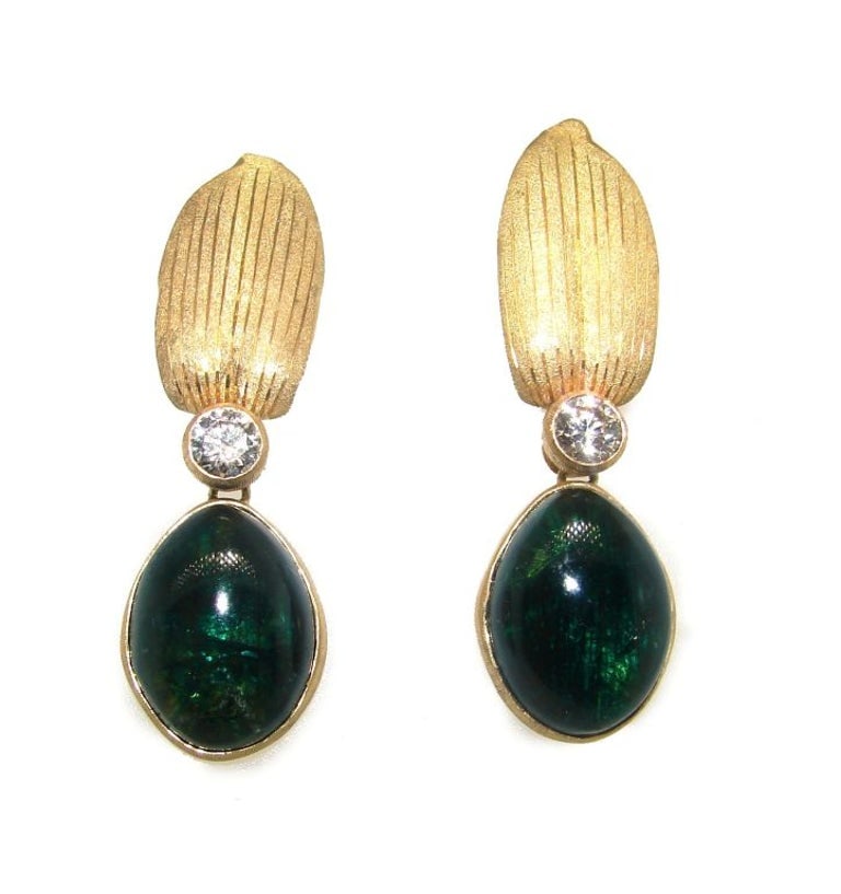 Buccellati Vintage 18k Gold Necklace Earrings Set Diamond Tourmaline - 7