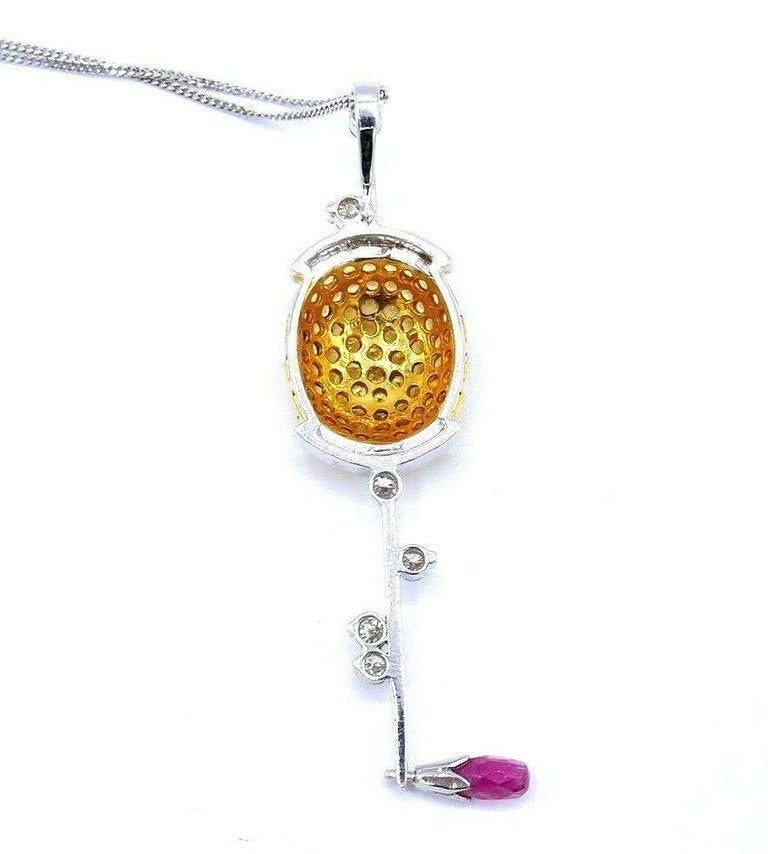 Vintage Platinum Gold Gemstones Golf Club Necklace - 3