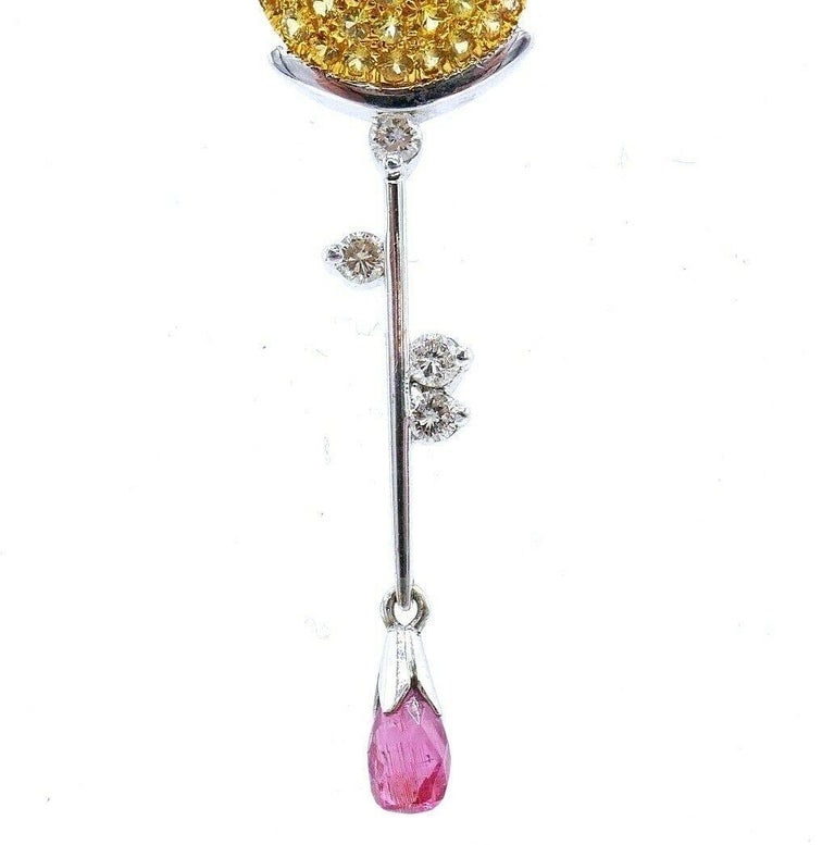 Vintage Platinum Gold Gemstones Golf Club Necklace - 4
