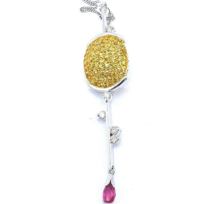 Vintage Platinum Gold Gemstones Golf Club Necklace - 5