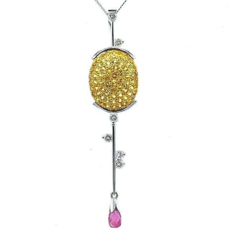 Vintage Platinum Gold Gemstones Golf Club Necklace - 7