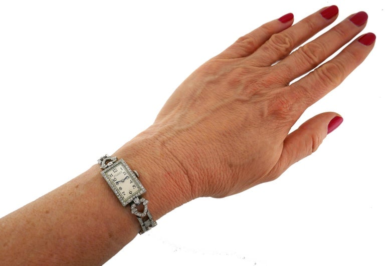 Van Cleef & Arpels Ladies Art Deco Wristwatch Platinum Diamond Manual Wind - 2