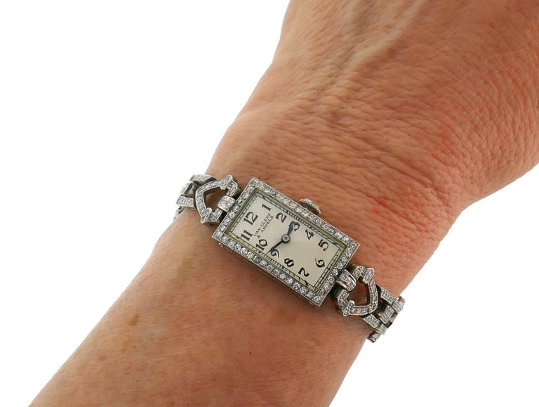 Van Cleef & Arpels Ladies Art Deco Wristwatch Platinum Diamond Manual Wind - 3