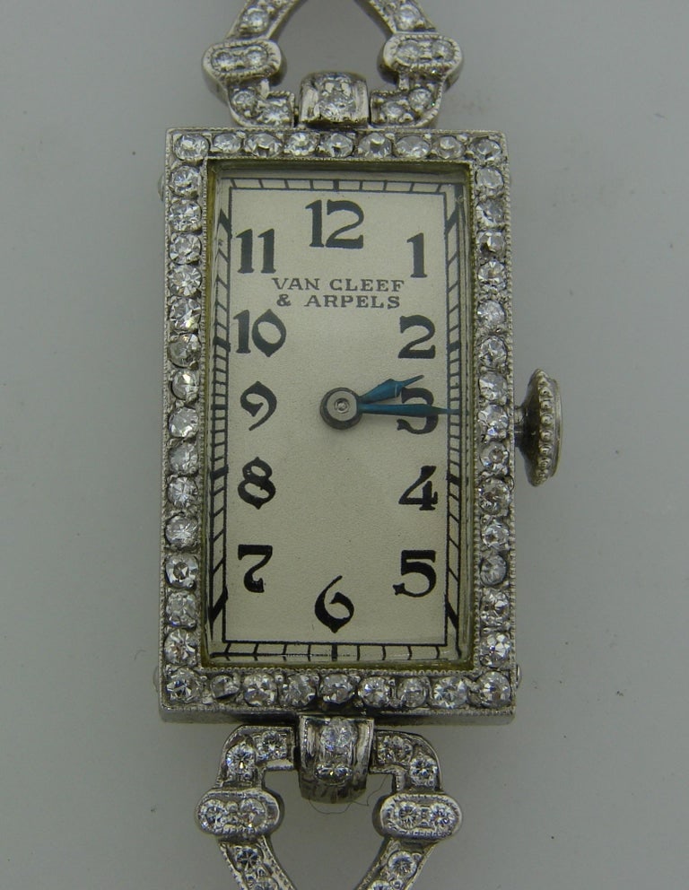 Van Cleef & Arpels Ladies Art Deco Wristwatch Platinum Diamond Manual Wind - 9