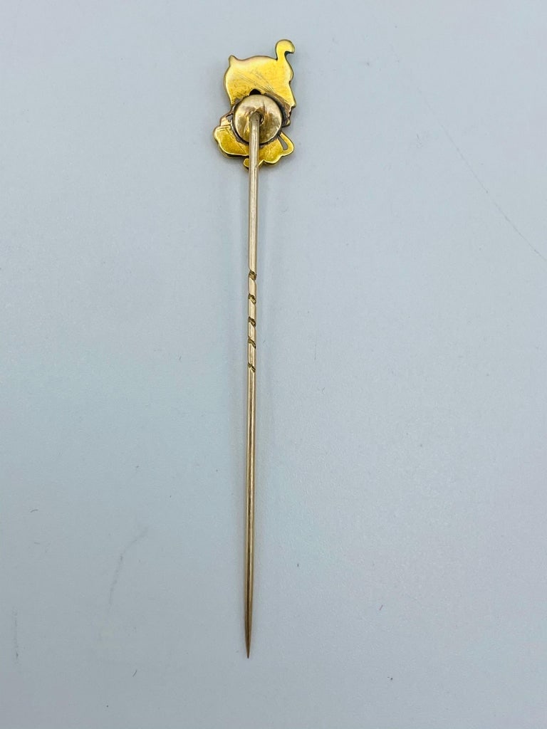 Art Nouveau Yellow Gold, Enamel and Diamond Stick Pin - 7