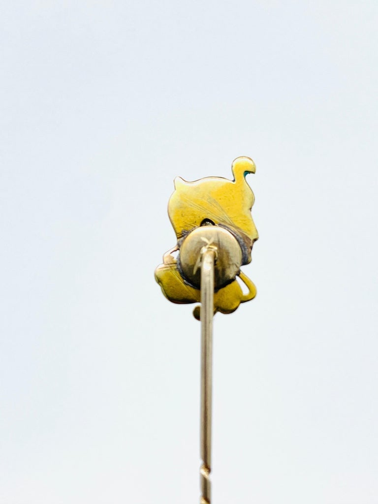 Art Nouveau Yellow Gold, Enamel and Diamond Stick Pin - 8