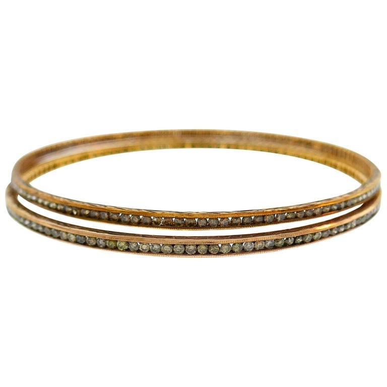 Cynthia Bach Diamond Rose Gold Bangle Bracelet, Pair (1 of 10)