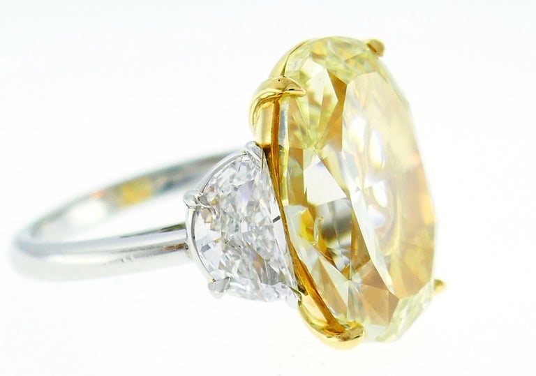8.47 Carat Fancy Yellow Diamond GIA Platinum Ring Solitaire - 6