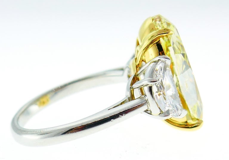 8.47 Carat Fancy Yellow Diamond GIA Platinum Ring Solitaire - 7