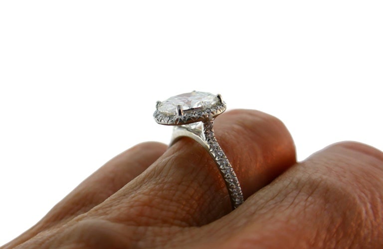 3.01 Carat Diamond G SI1 GIA White Gold Ring - 9