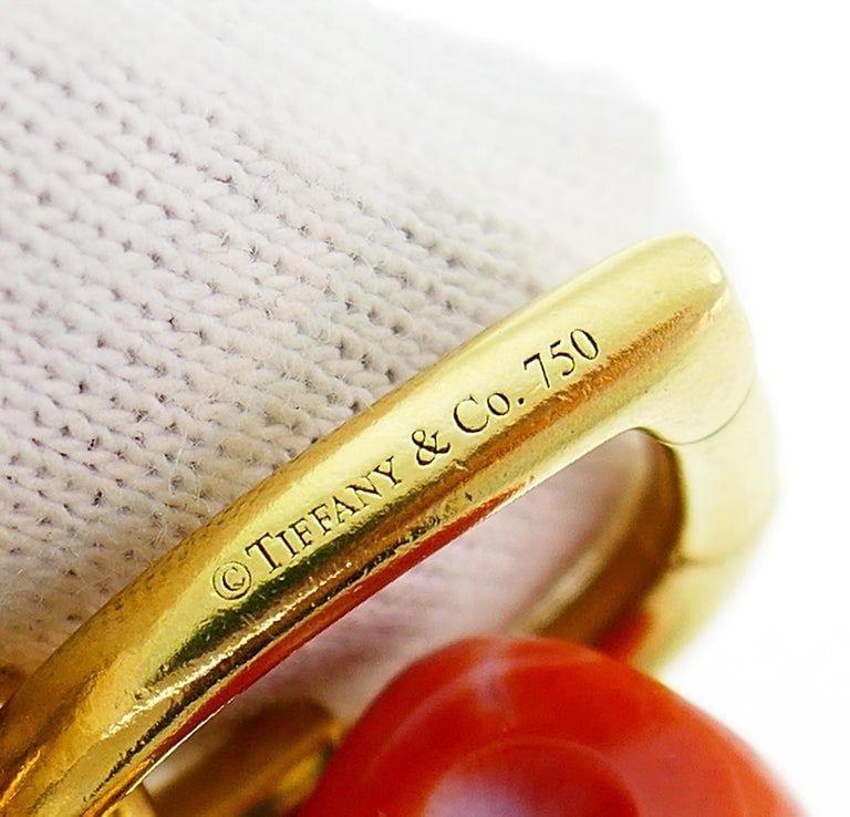 Tiffany & Co. Yellow Gold Coral Dice Charm Bracelet - 6