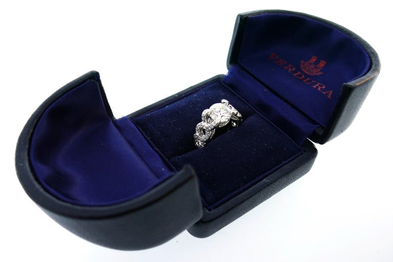 Verdura Diamond Platinum Criss Cross Ring 2.05 Carat GIA - 4