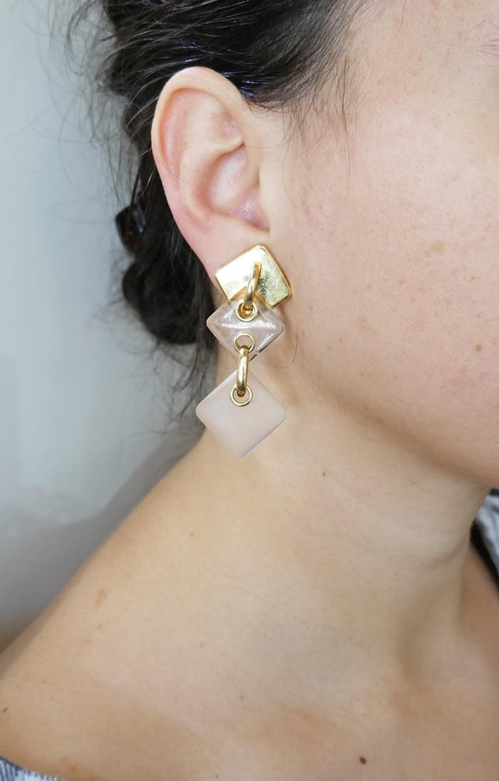 Aldo Cipullo Rock Crystal Yellow Gold Earrings - 4