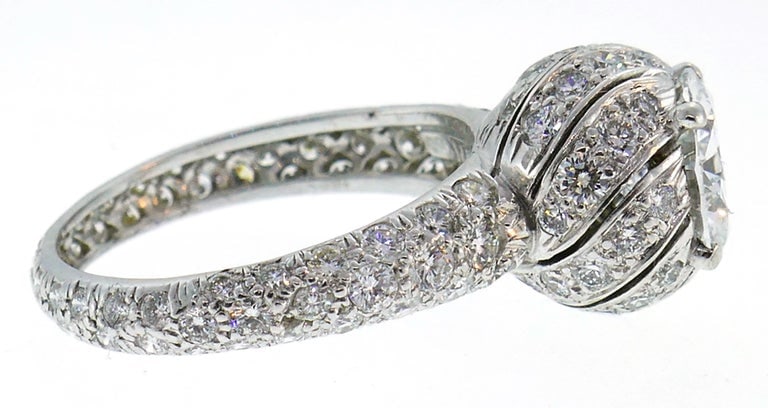 Tiffany & Co. Schlumberger Diamond Platinum Buds Ring 1.63-carat E VS2 GIA - 2